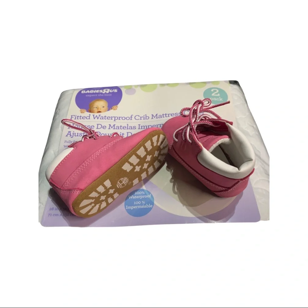 Baby Girl Lace Up Pink And White Booties By Timberland US 3 Boots